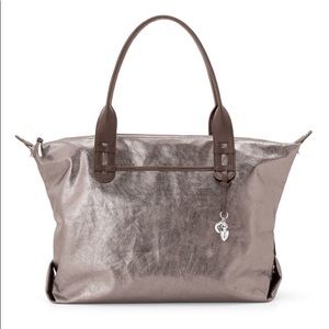 Stella and Dot metallic grey tote bag